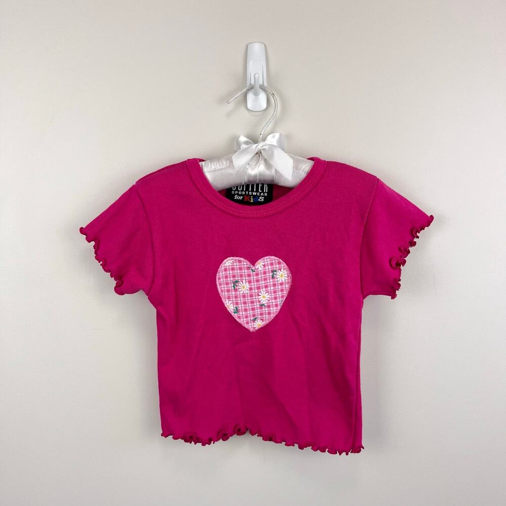 Vintage Y2K Jupiter Sportswear for Kids Pink Flower Heart T-Shirt Toddler Girl